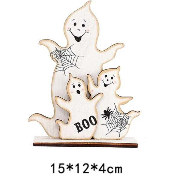Halloween Ghost Witch Wooden Table Sign Vintage Table Centerpieces (1PCS, D) - Picture 3 of 6